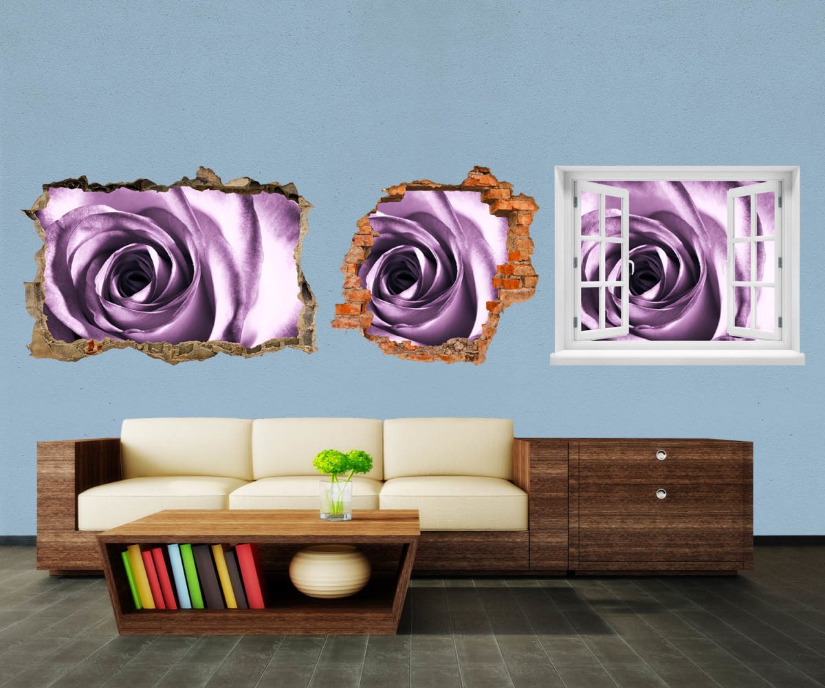 3D-Wandtattoo violette Rose entdecken - Wandsticker M0051 - Bild 1