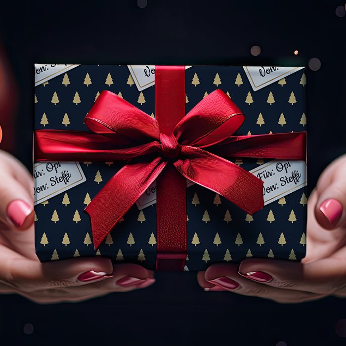 Geschenkpapier personalisiert Geschenkpapier Weihnachten Tannenbaum blau Text M0053 - Bild 4