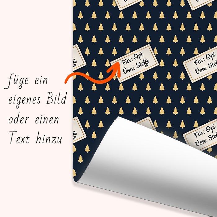 Geschenkpapier personalisiert Geschenkpapier Weihnachten Tannenbaum blau Text M0053 - Bild 6