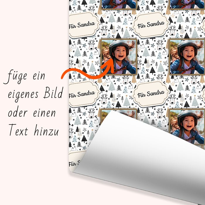 Geschenkpapier personalisiert Geschenkpapier Weihnachten Rentier Text Foto M0055 - Bild 6