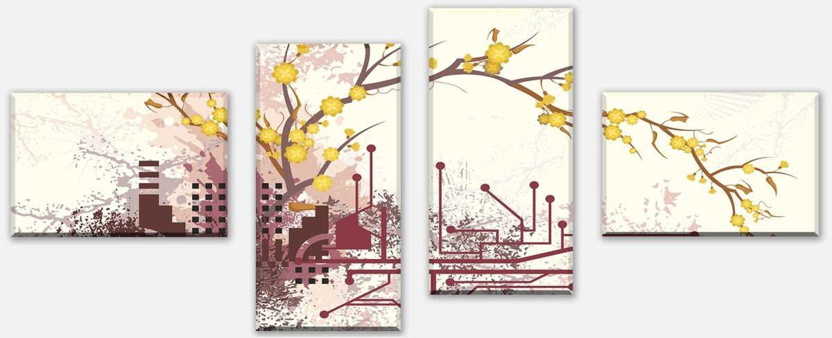 Stretched Canvas Print Haruka Retro Blossoms M0057