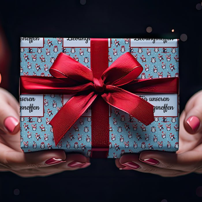 Geschenkpapier personalisiert Geschenkpapier Weihnachten Pinguin Text M0060 - Bild 4