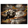 Wandbild Acrylglas Geld, Stier stürmt durch Geldschein, Dollar M0061
