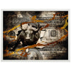 Poster Stier stürmt durch Geldschein, Dollar, Geld, Tier M0061