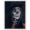 Poster model with skull make-up, make-up, hat, woman M0063