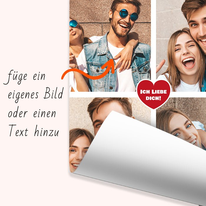 Geschenkpapier personalisiert Geschenkpapier Collage Ich liebe Dich 4 Fotos M0068 - Bild 6