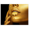 Wandbild Acrylglas Gold collection, Frau in Gold, Lippen, goldene Farbe M0076