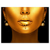 Wandbild Acrylglas Gold collection, Frau in Gold, Lippen, Farbe, Schmuck M0078