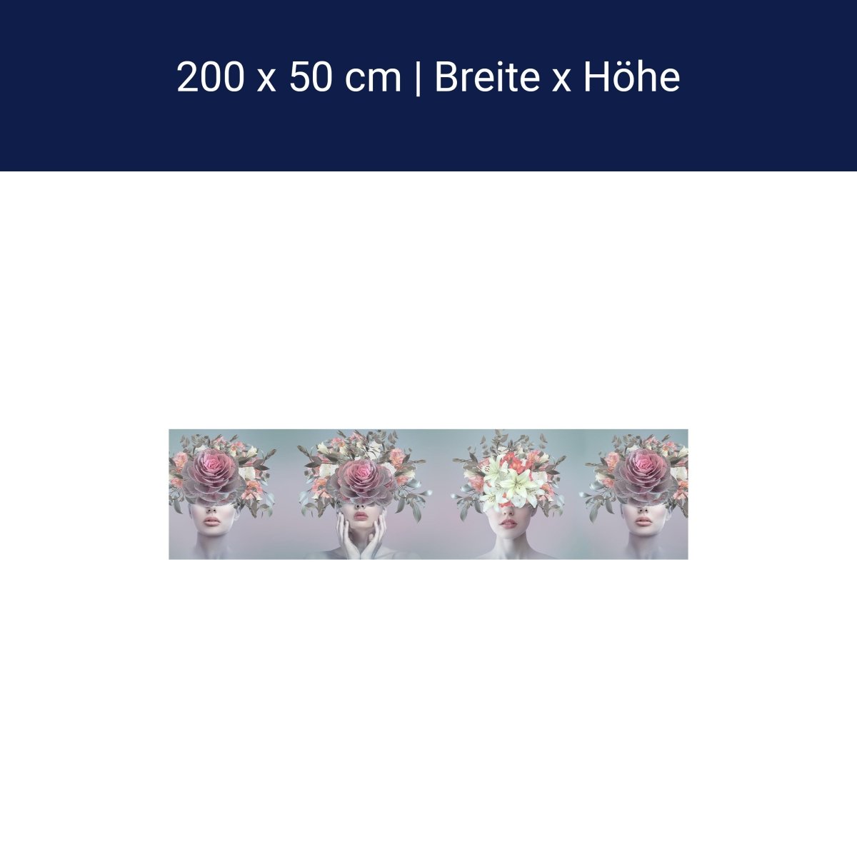 Panoramic photo wallpaper collage, women, flowers M0079