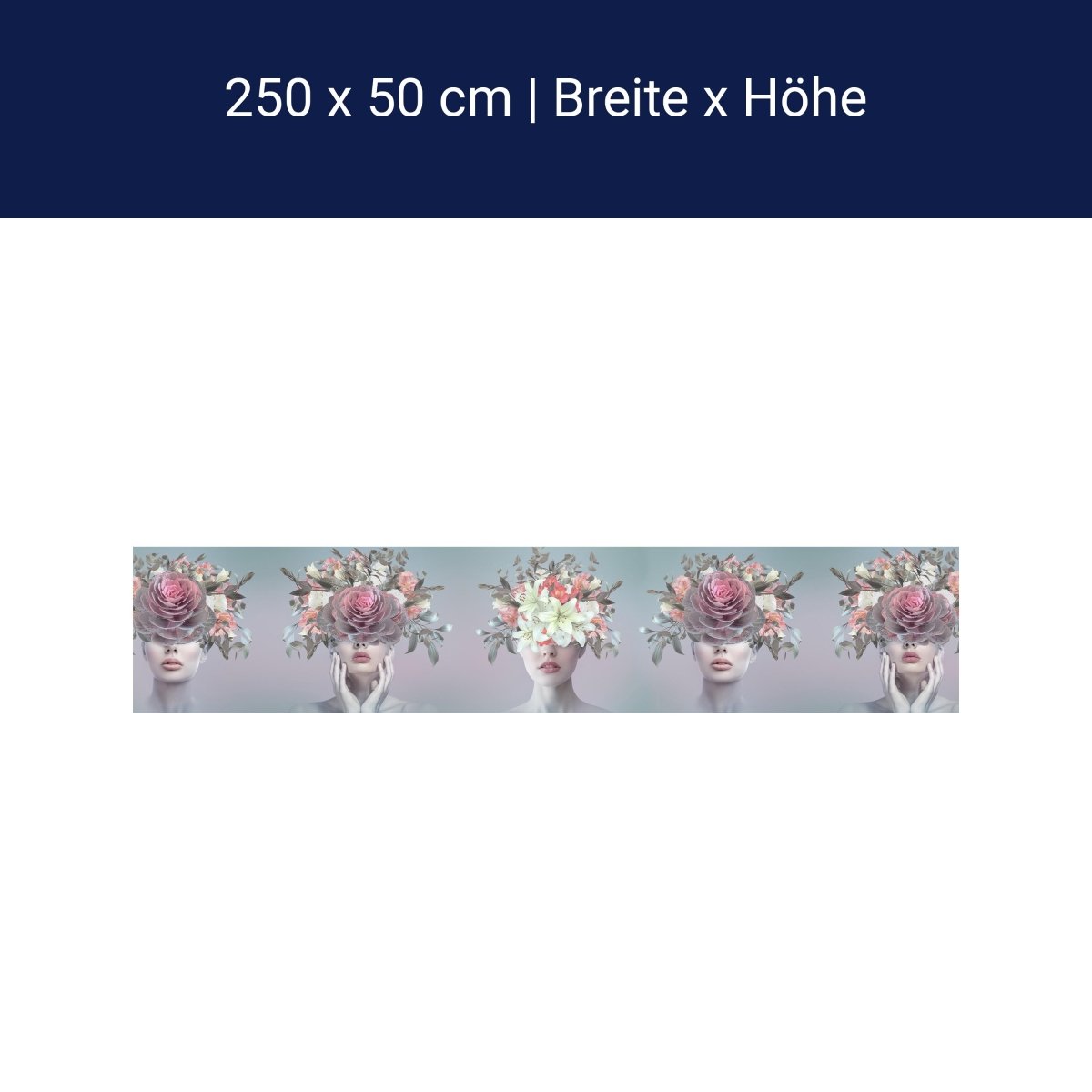 Panoramic photo wallpaper collage, women, flowers M0079
