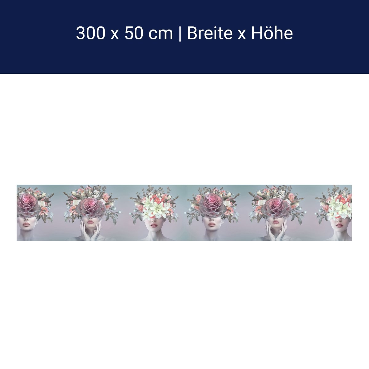 Panorama-Fototapete Collage, Frauen, Blumen M0079