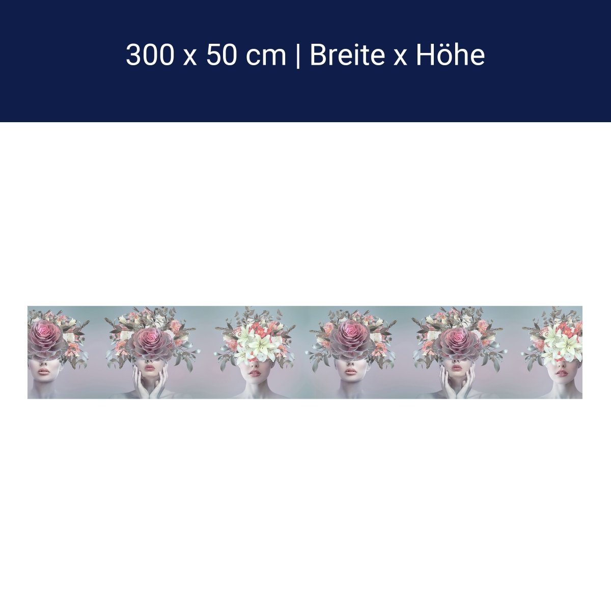 Panoramic photo wallpaper collage, women, flowers M0079