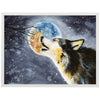 Poster heulender Wolf, Gemälde, Mond, Mitternacht M0081