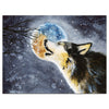Wandbild Acrylglas Tiere, heulender Wolf, Gemälde, Mond M0082