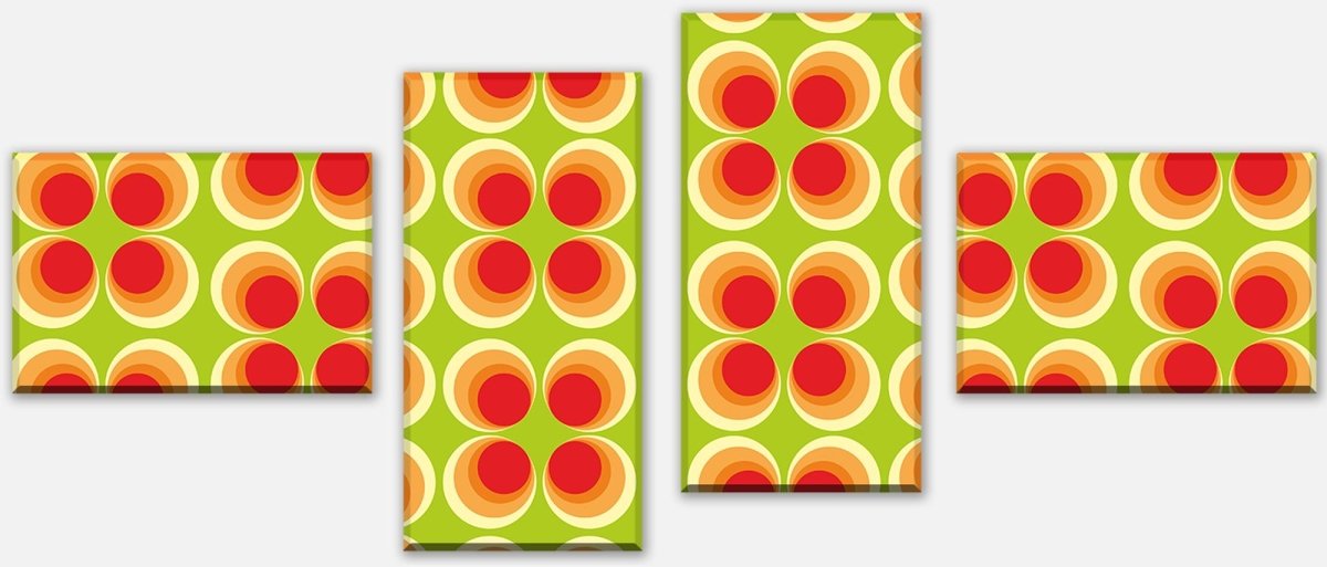 Tableau sur toile Panneau cercles rétro motif orange M0098