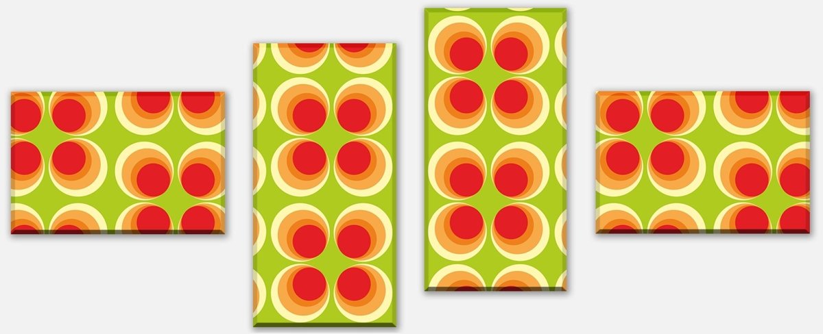 Tableau sur toile Panneau cercles rétro motif orange M0098