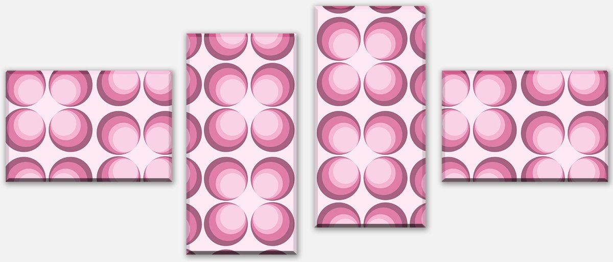Tableau sur toile Intercalaire cercles rétro motif rose M0101