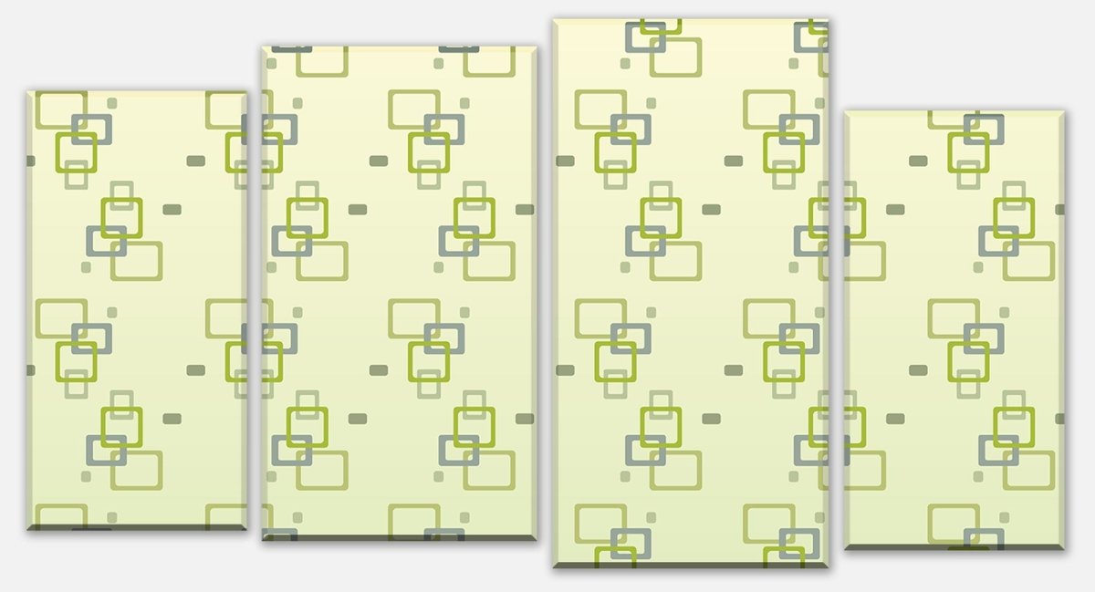 Leinwandbild Mehrteiler Retrokästchen Grün Muster M0102