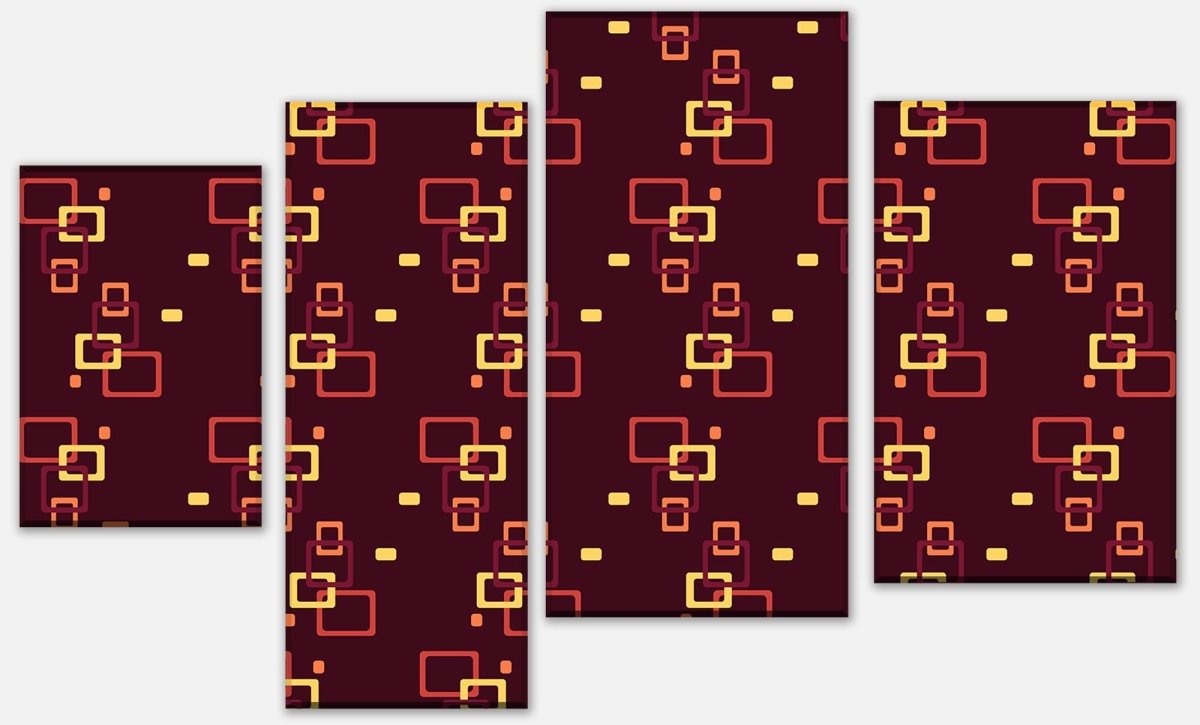 Tableau sur toile Divider box rétro motif rouge foncé M0105