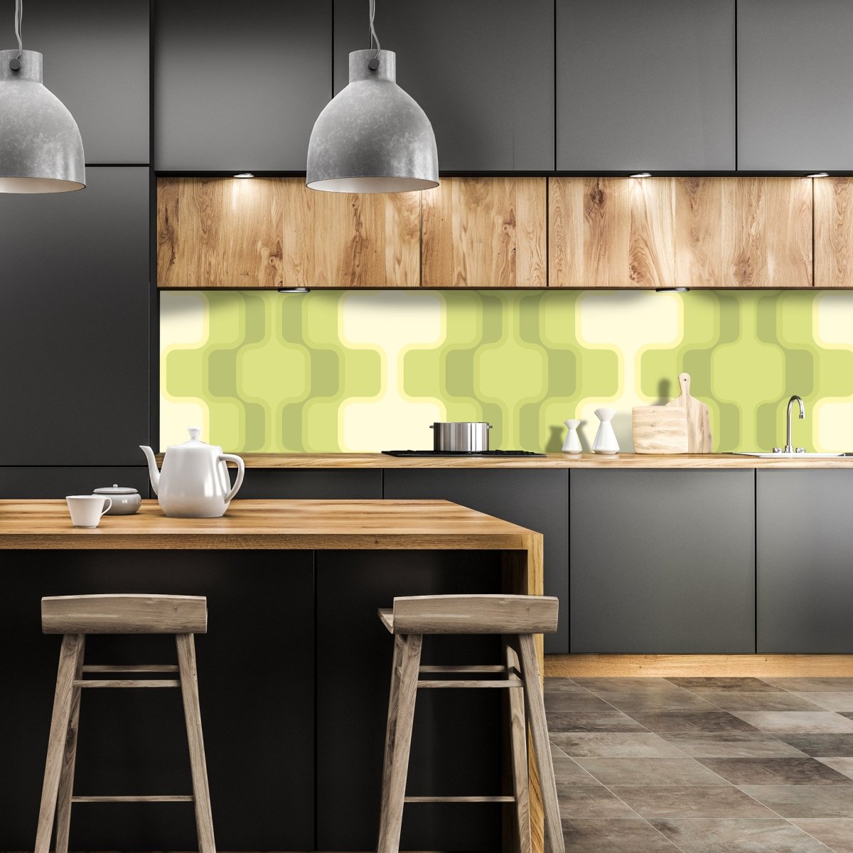 Küchenrückwand Retromuster Grün Muster M0108 entdecken - Bild 1