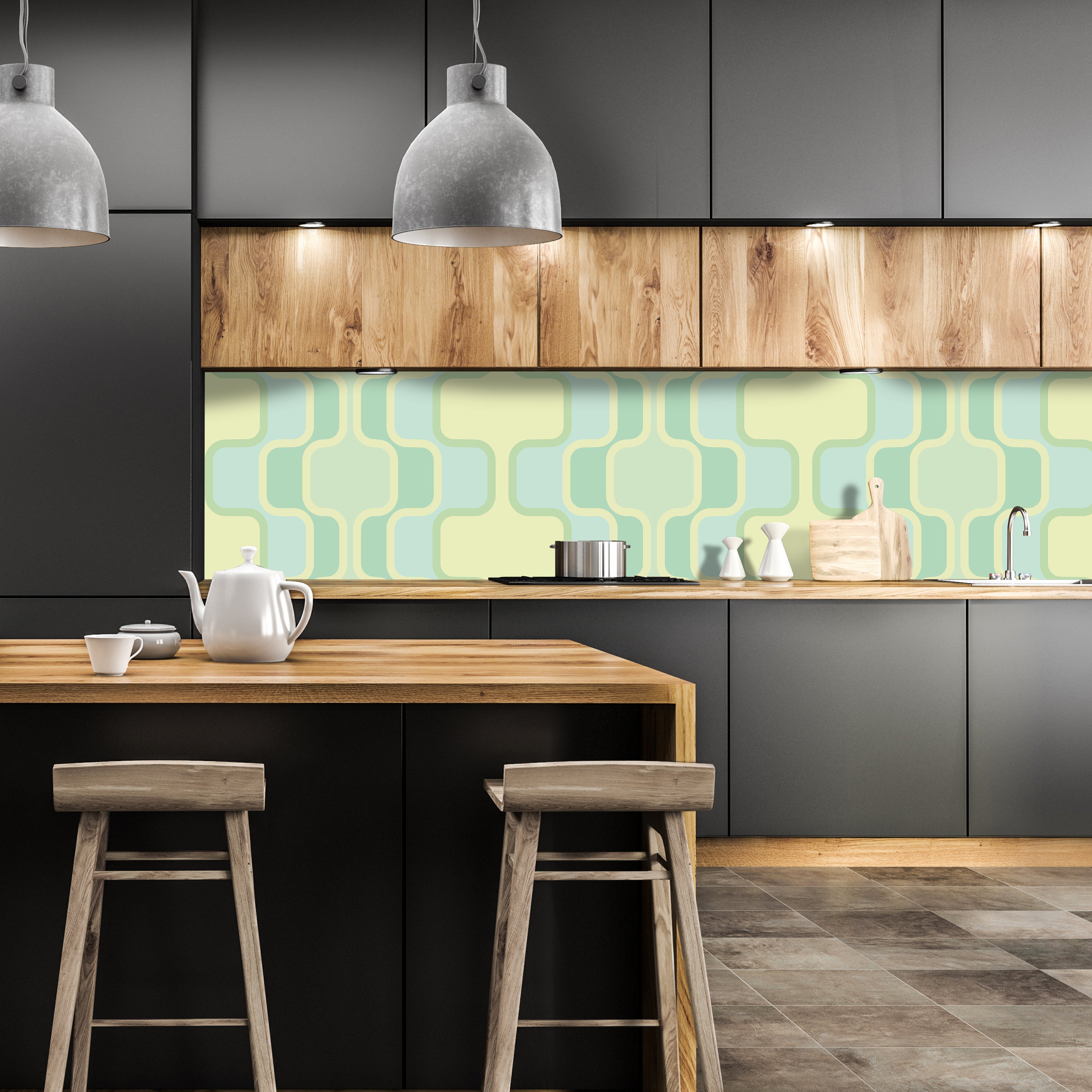 Küchenrückwand Retromuster Pastellgrün Muster M0109 entdecken - Bild 1