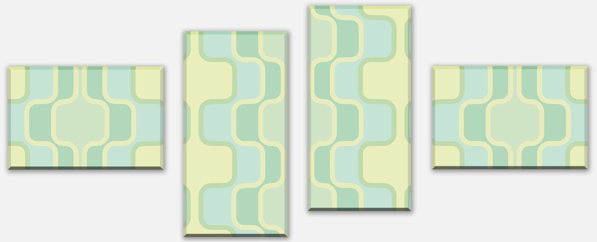 Châssis en toile motif rétro motif vert pastel M0109