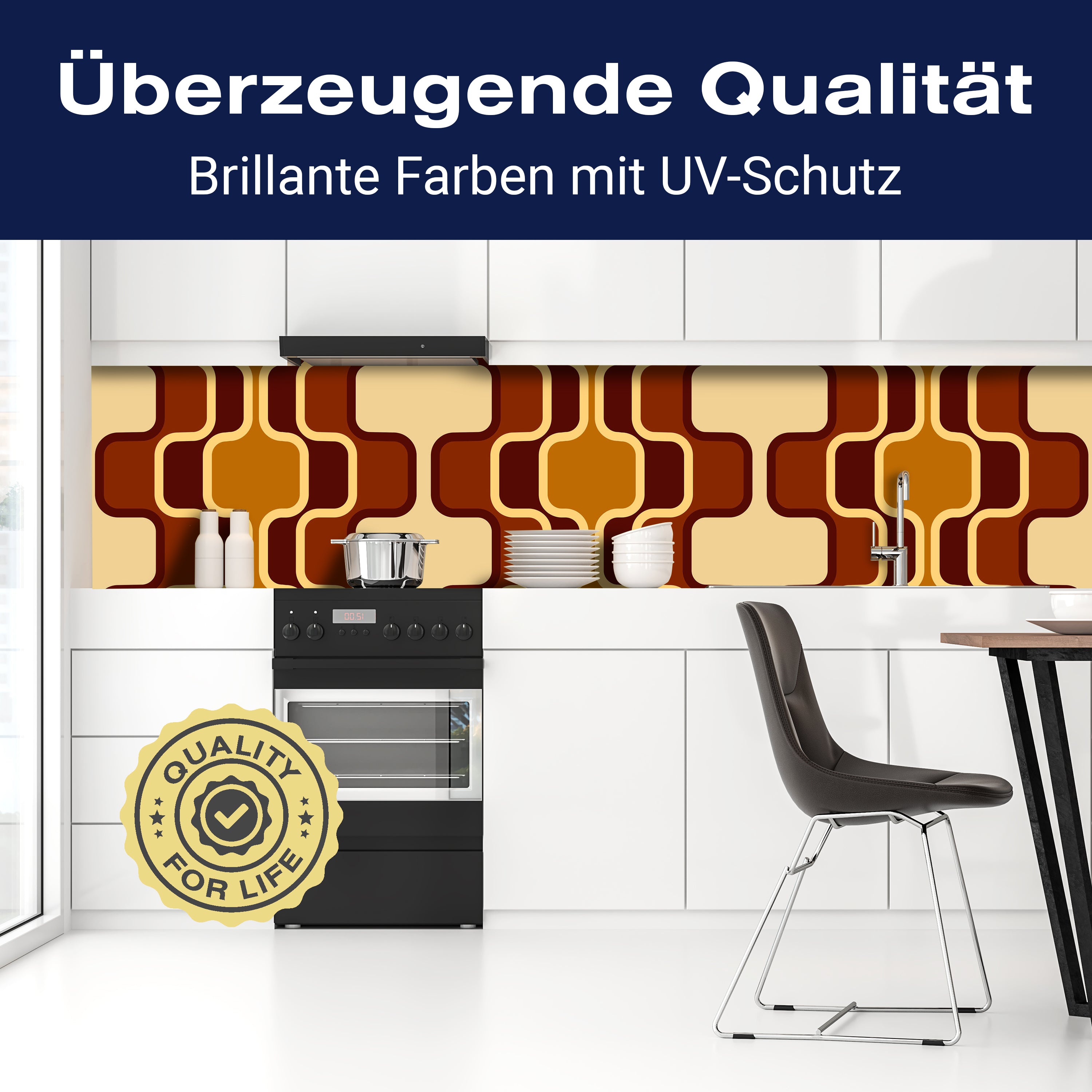 Küchenrückwand Retromuster Braun Muster M0110 entdecken - Bild 2