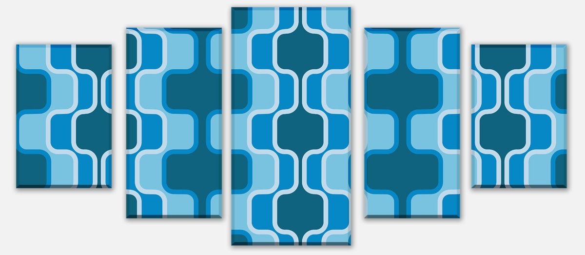Leinwandbild Mehrteiler Retromuster Blau Muster M0111 entdecken - Bild 1
