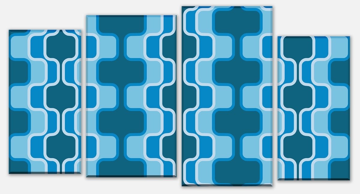 Leinwandbild Mehrteiler Retromuster Blau Muster M0111