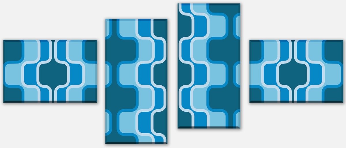 Leinwandbild Mehrteiler Retromuster Blau Muster M0111