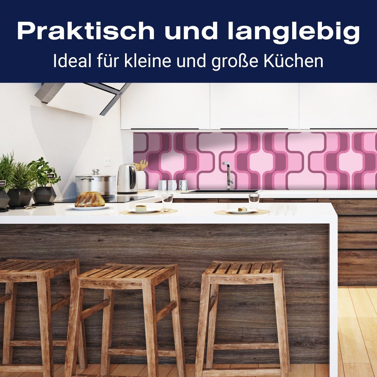 Küchenrückwand Retromuster Pink Muster M0112 entdecken - Bild 3