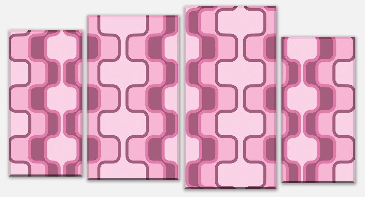 Leinwandbild Mehrteiler Retromuster Pink Muster M0112