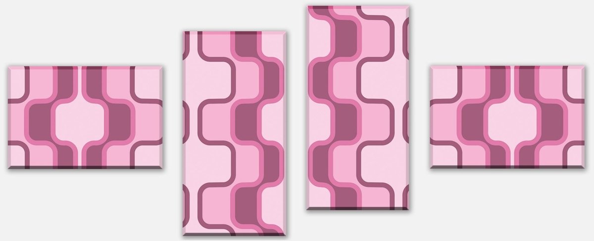 Leinwandbild Mehrteiler Retromuster Pink Muster M0112