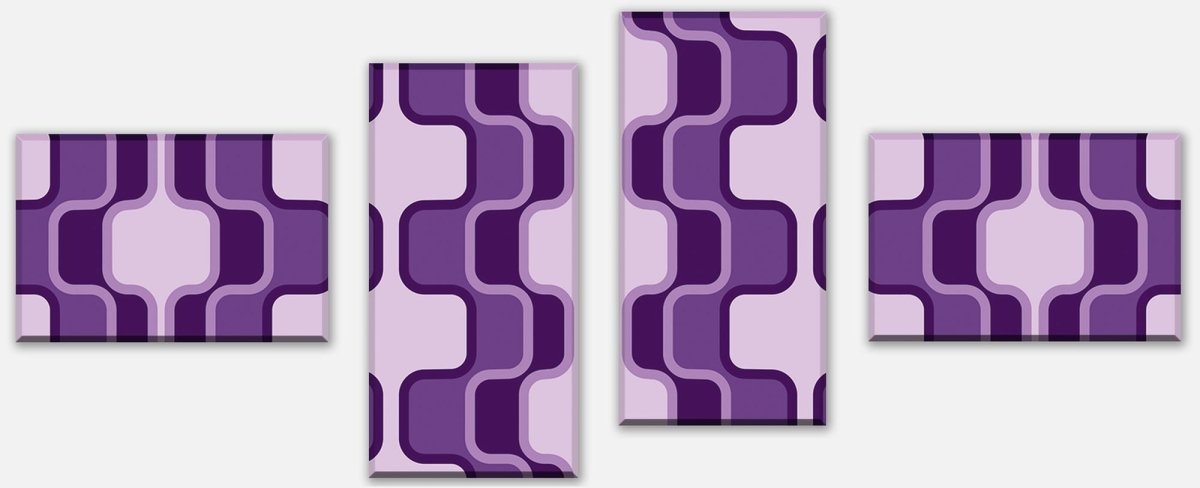 Leinwandbild Mehrteiler Retromuster Violett Muster M0115