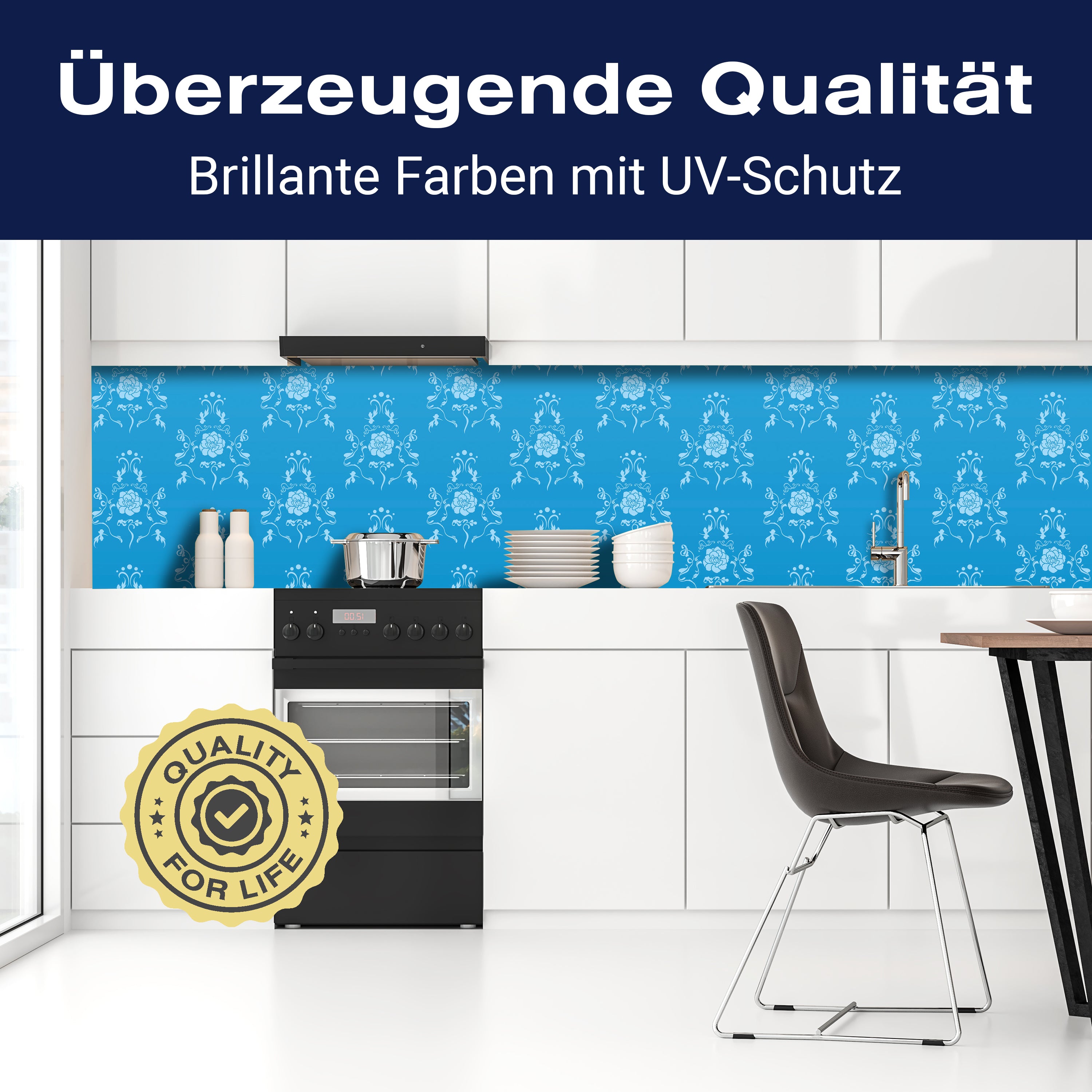 Küchenrückwand Barock Blau Muster M0116 entdecken - Bild 2