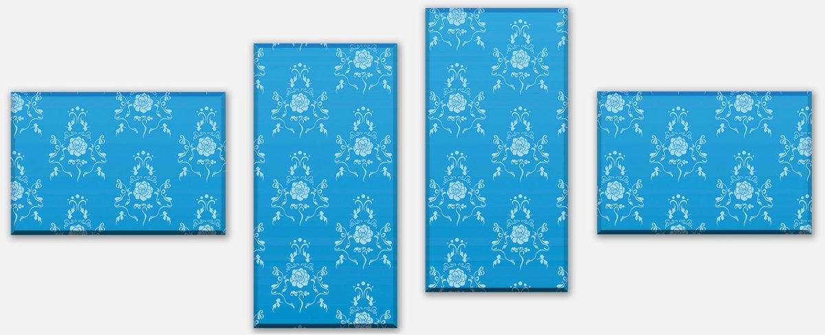 Leinwandbild Mehrteiler Barock Blau Muster M0116