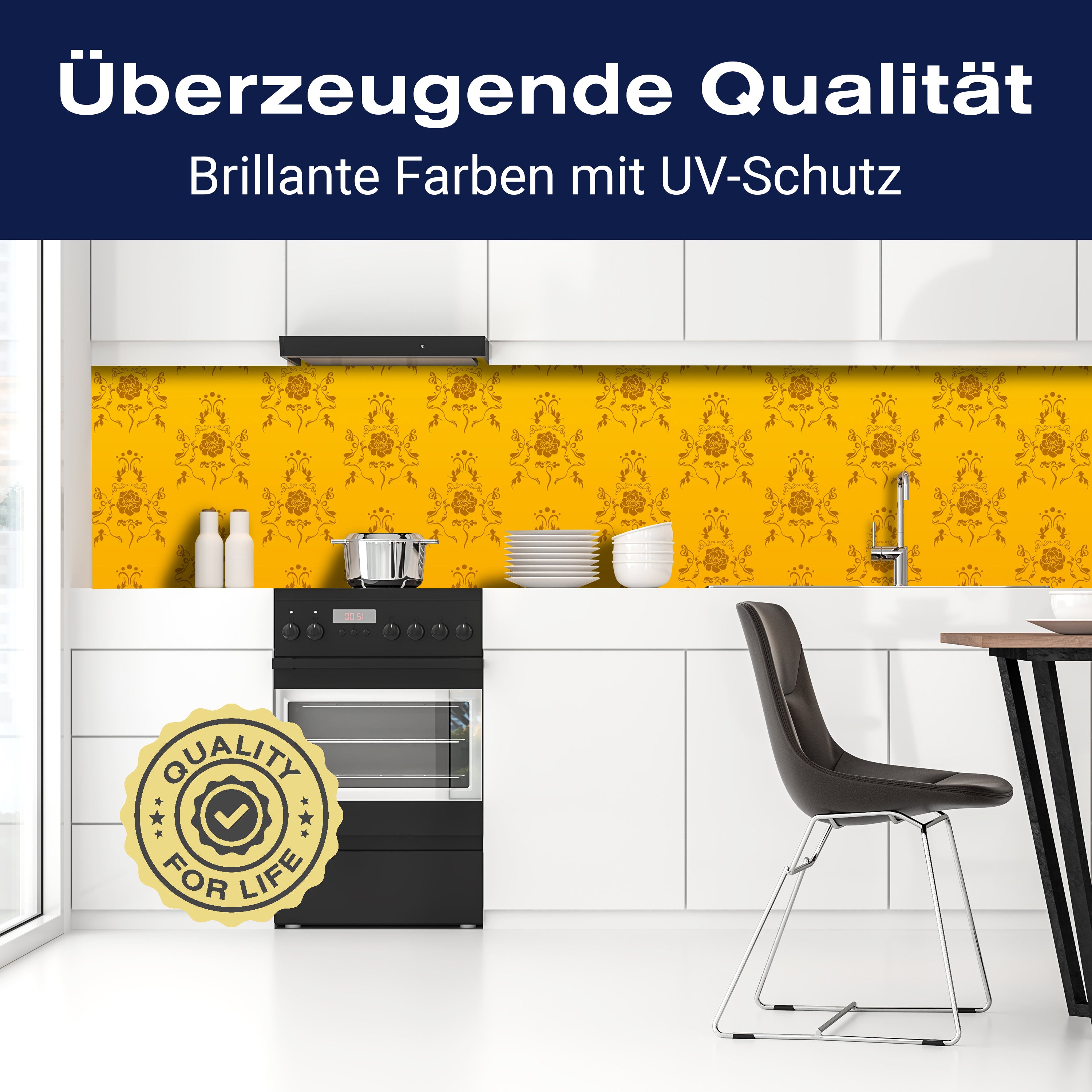 Küchenrückwand Barock Gelb Muster M0118 entdecken - Bild 2
