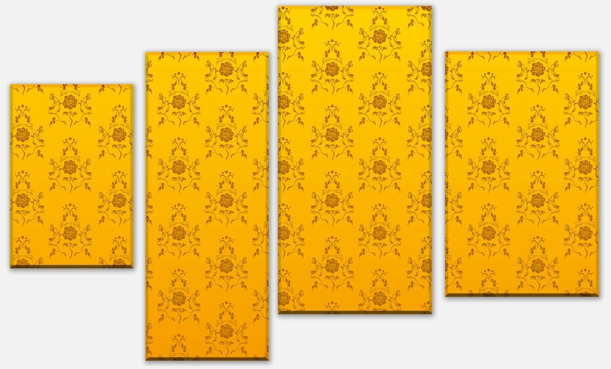 Leinwandbild Mehrteiler Barock Gelb Muster M0118