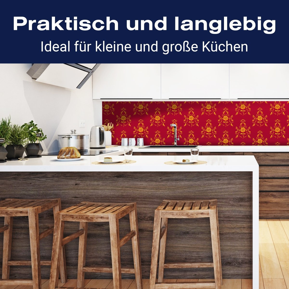 Küchenrückwand Barock Rot Muster M0119 entdecken - Bild 3