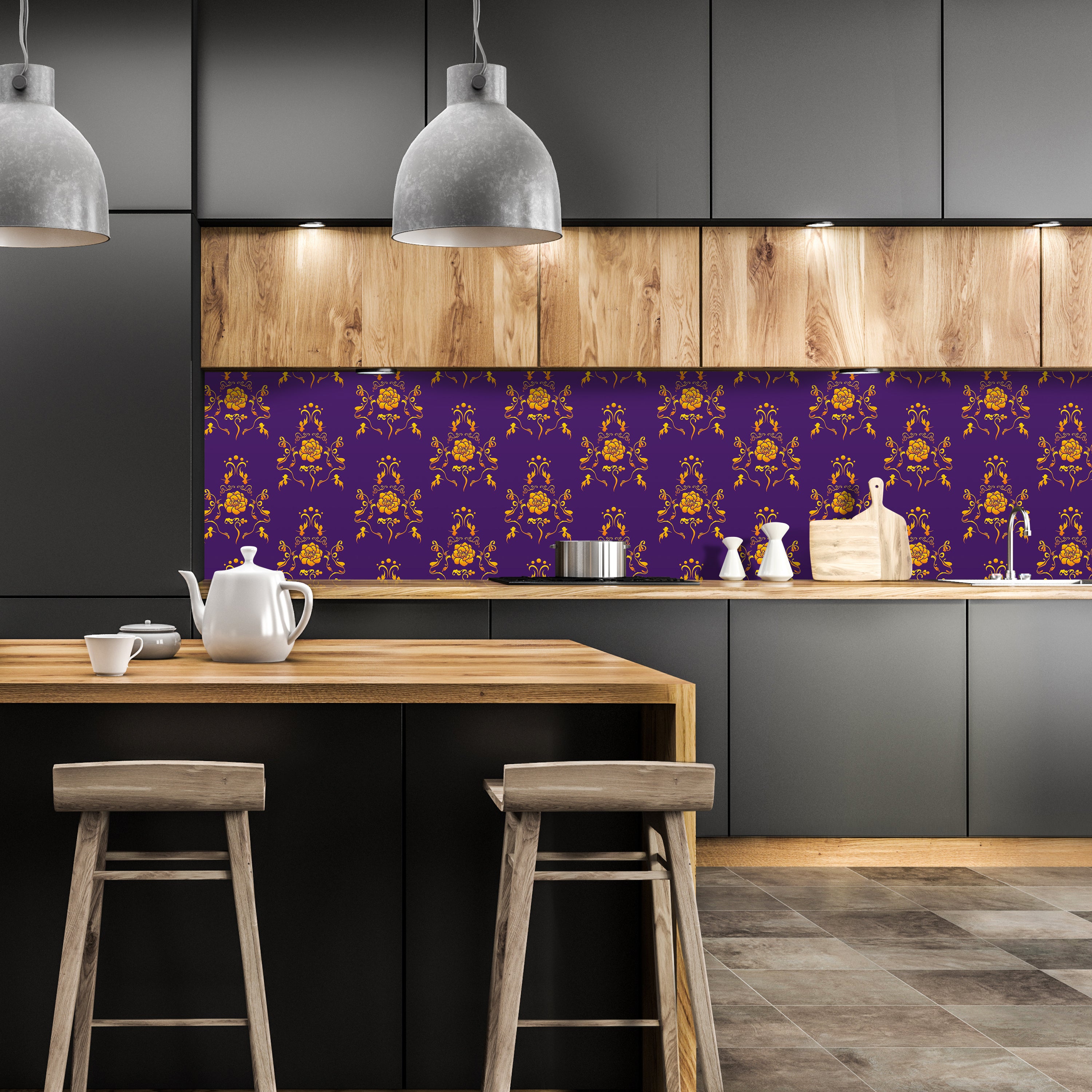 Küchenrückwand Barock Lila Muster M0120 entdecken - Bild 1
