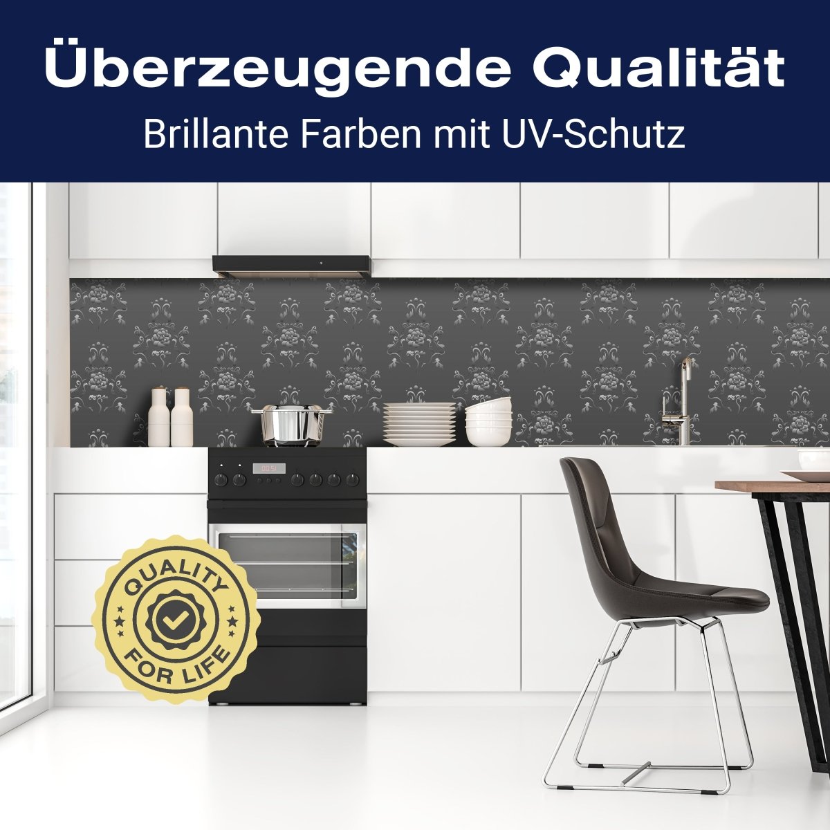 Küchenrückwand Barock Schwarzgrau Muster M0122 entdecken - Bild 2
