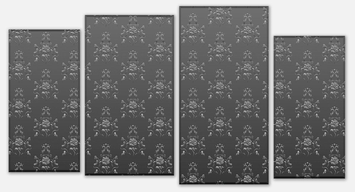 Tableau sur toile Intercalaire baroque noir motif gris M0122
