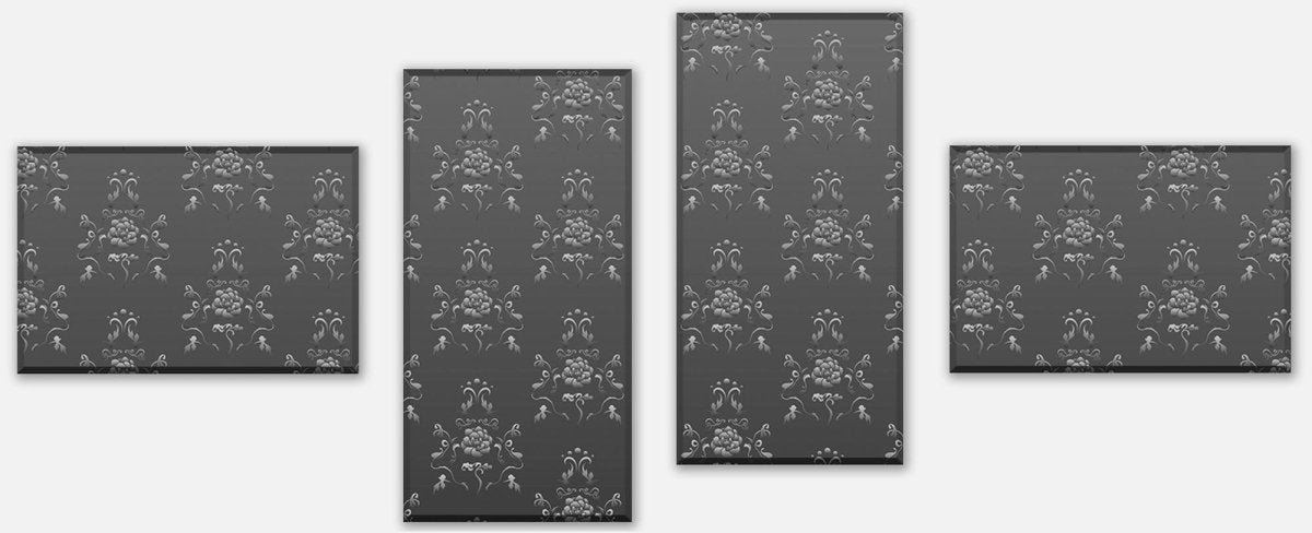 Tableau sur toile Intercalaire baroque noir motif gris M0122