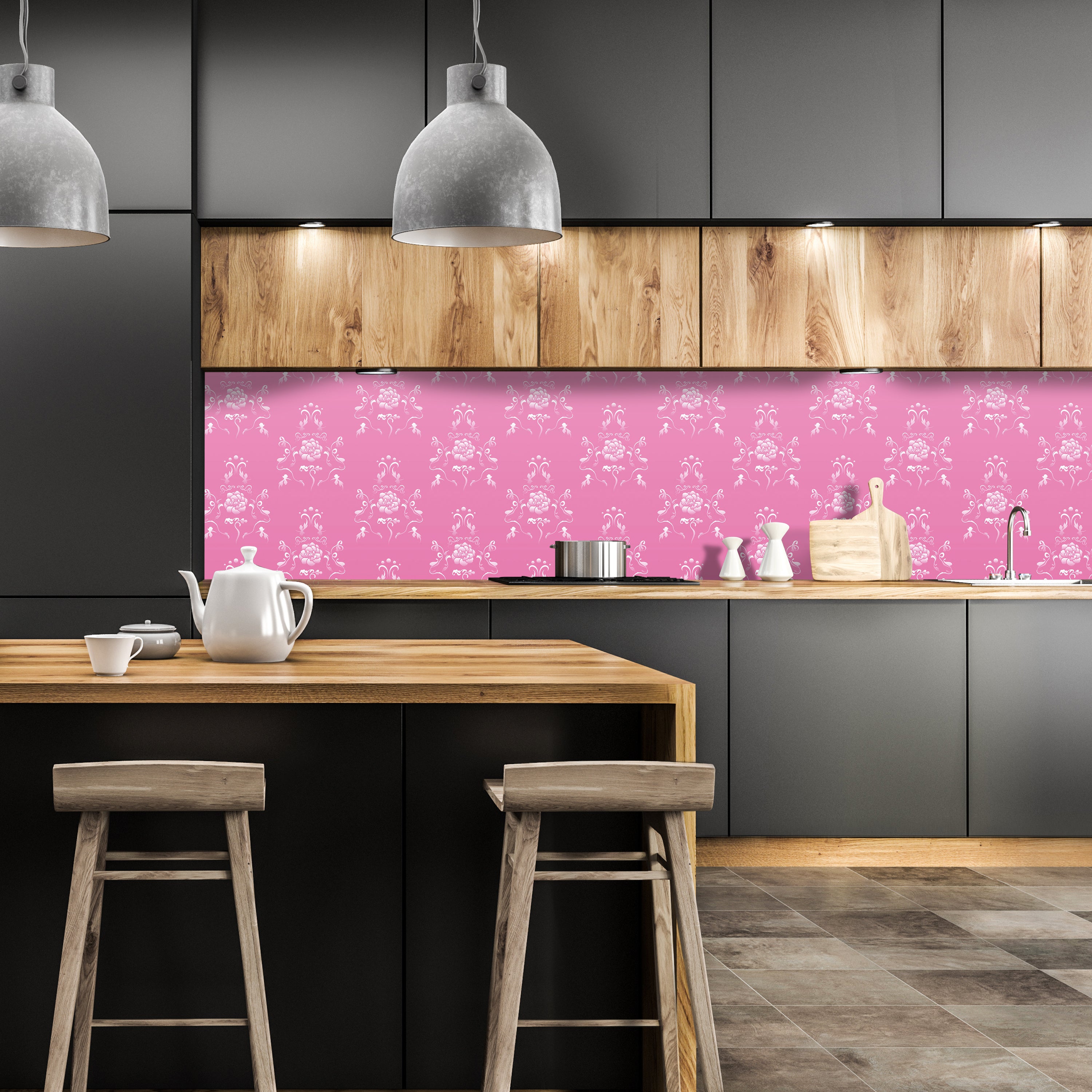 Küchenrückwand Barock Pink Muster M0123 entdecken - Bild 1