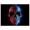 Wandbild Acrylglas Totenkopf, silberner Schädel, Rot & Blau, Grunge, Skull M0126