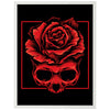 Poster Schädel mit Rose & Rechteck, Rot, Liebe, Skull M0129
