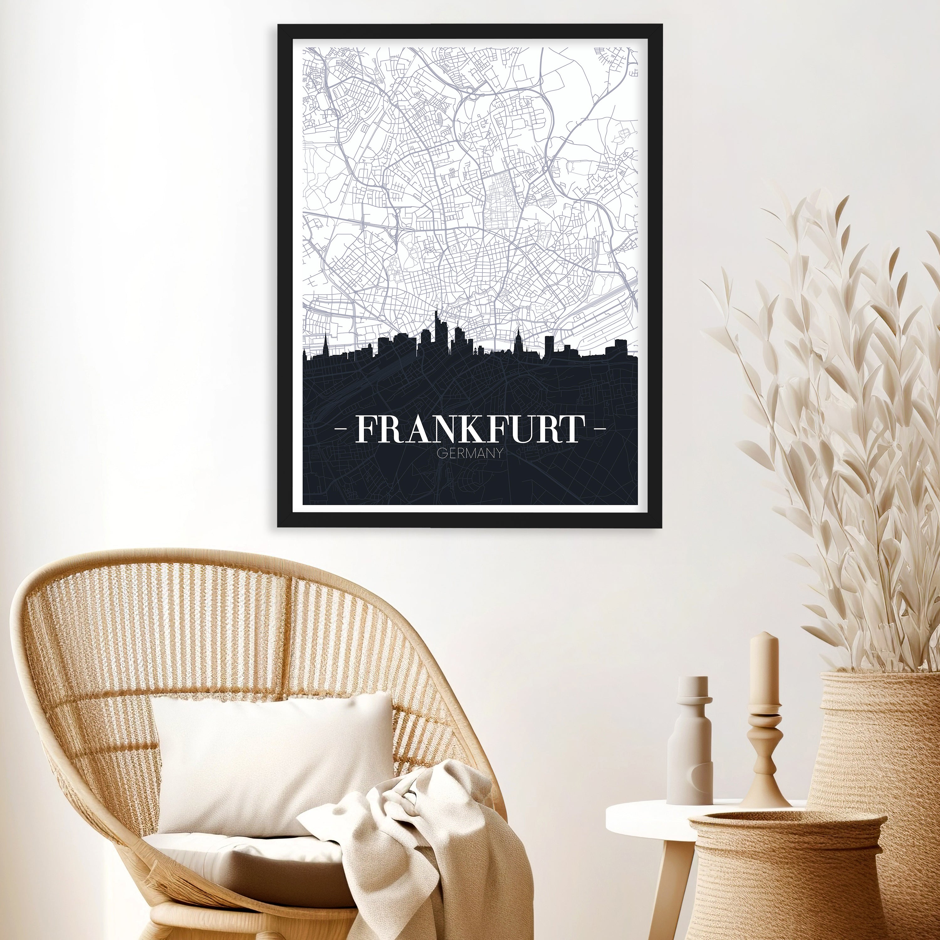 Poster Straßen Karte Frankfurt am Main, Deutschland, Reisen M0134