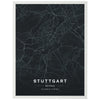 Poster Straßen Karte Stuttgart, Deutschland , Schwarz M0142