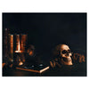 Wandbild Acrylglas Deko, Gothic Schreibtisch, Totenkopf, Kerze, Bücher, Pflanzen M0157