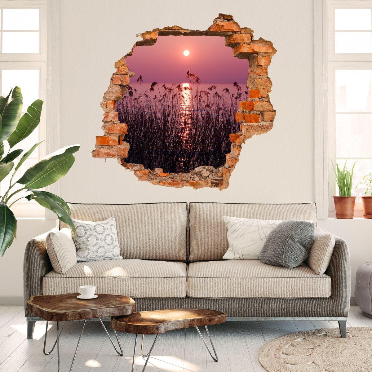 3D wall sticker lake in the sunset nature - wall decal M0172